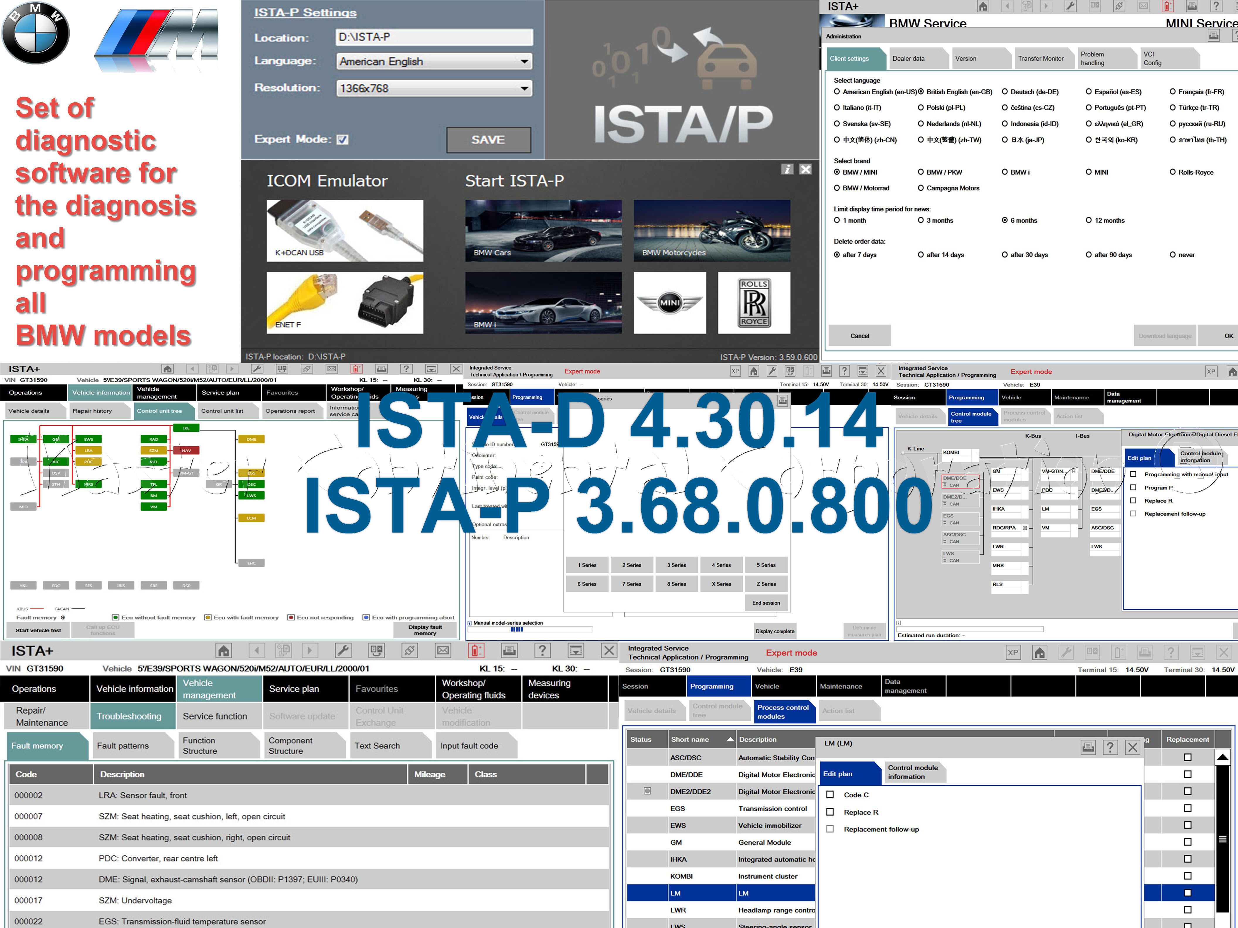 BMW ISTA-D (Rheingold ISTA+) ISTA-P Coding / Programming / Diagnostics E, F, G, I, Alpina series 1985 - 2021 BMW ISTA-D (Rheingold ISTA+) ISTA-P Coding / Programming / Diagnostics E, F, G, I, Alpina series 1985 - 2021